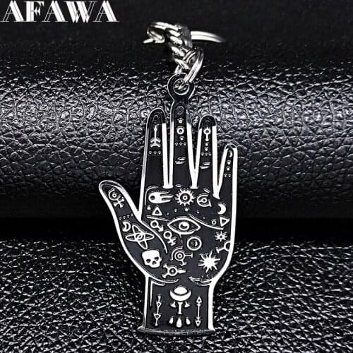 2021 Fashion Witchcraft Hand Eye Stainless Steel Keychains for Women/Men Black Enamel Big Key Chains Jewelry llavero K77763B