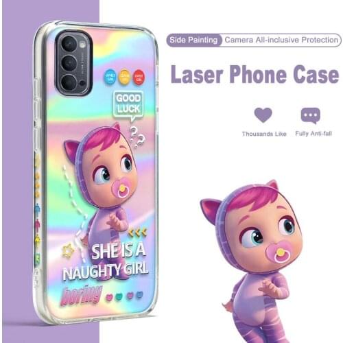 ASINA Laser TPU Case For OPPO Reno 3 4 5 Pro Shockproof Cute Cartoon Soft Cover Bumper For Find X3 X2 Lite Neo Fundas Space Girl