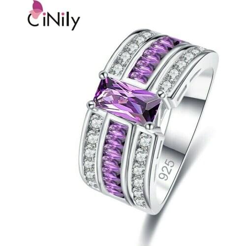 CiNily Pink Zircon For Women Wedding Party Ring Jewelry Gift Size 6-9 NJ465-466
