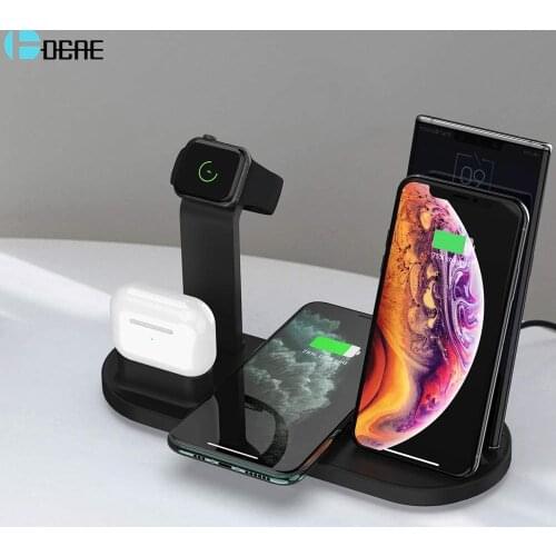 DCAE Fast Qi Wireless Charger 4 in 1 Charging Dock for Apple Watch 6 5 4 3 Airpods Pro Station Stand For iPhone 12 11 XS XR X 8