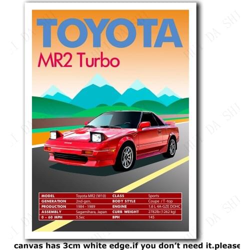 Home Decor Canvas Print Poster Retro Vintage Classic Car Poster Toyota MR2 Turbo