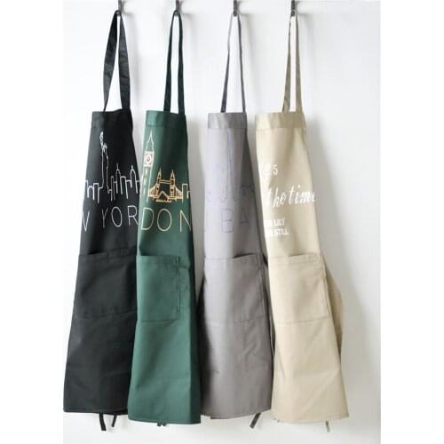 Ins Nordic Sleeveless Apron Embroidered Cotton Cactus Fabric Kitchen Antifouling Workwear Café Extended