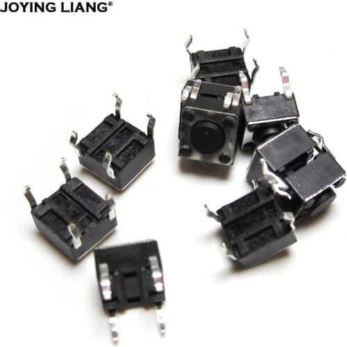 JOYING LIANG 10pcs/lot 6*6*4.3 Micro Square Black Push Button Switches Copper Foot 6x6x4.3 Toy Switch