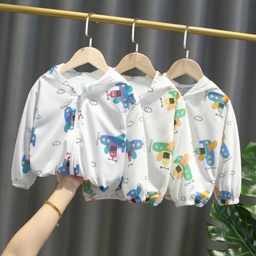 Childrens Sun Protection Summer Boys Girls Sun Protection Clothing Light Breathable Baby Zipper Air Conditioning Cardigan