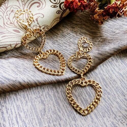 Fashion Statement Alloy Chain hearts Drop Earrings Set for Women Vintage Earrings Wedding Party Jewelry Gift 1 Pair