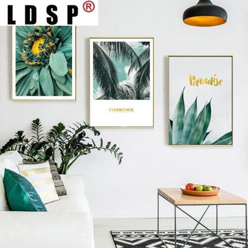 LDSP Flower Leaf Plant Boat Green Theme Canvas Poster Nordic Print Scandinavian Wall Art Painting Decoration Pictures Home Decor