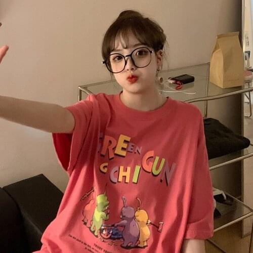 Summer New Letter Women T-Shirts Casual Tops Fashion Harajuku Short Sleeve Print Graphic Streetwear Oversized t-sh