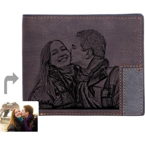 Personality Picture Wallet Casual Short Customized Rfid Bifold PU Leather Inscription Custom Photo Engraving Wallet For Mens