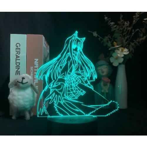 Multifunctional Night Running Lamp 3D LED Anime Desk Lamp Spice and Wolf Holo Acrylic Nightlight APP Control Anime Fans Gift