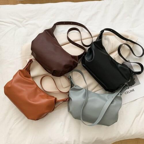 Fashion Retro Soft Women Handbag PU Leather Portable Classic Dumpling Underarm Shoulder Totes Bag 641