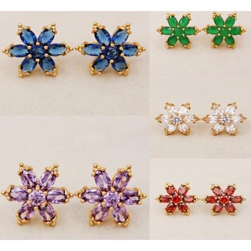 Trendy New Bohemian Earrings for Women Stud Earrings Trendy Wedding Jewelry Waterdrop red blue zircon stone earring