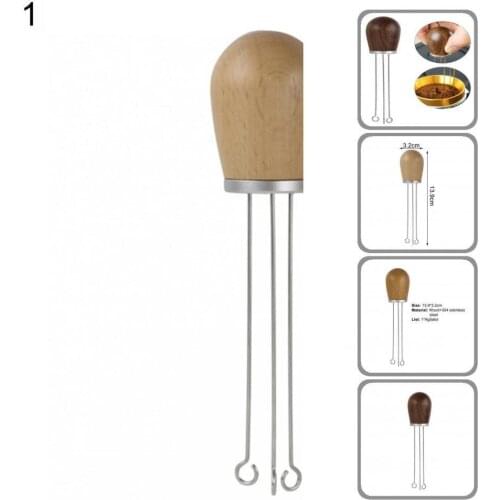 Fashion Coffee Distributor Wood Handle Espresso Needle 304 Stainless Steel Coffee Powder Tamper Practical for Home