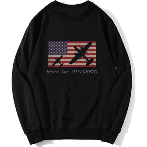 Men Hoodie B 25 Mitchell WW2 Bomber Plane USA Patriotic Flag Men Hoodie Spring Autumn Sweater Streetwear Harajuku