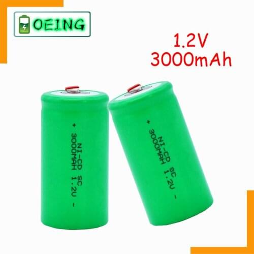 NEWEST High quality battery rechargeable battery sub battery 4/5 SC Ni-Cd battery 1.2 v with tab 3000 mAh for Electric tool