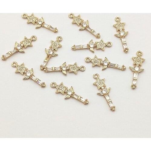 New Arrival! 26x9mm 50pcs Cubic Zirconia Copper Charm for Handmade Necklace Earring DIY Parts,Jewelry Findings & Components