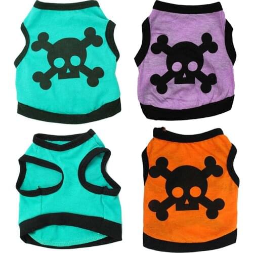 Small and Medium-sized Dog Clothes Summer New Style Skull Head Comfortable Soft Vest T-shirt Short-sleeved Shirt Pet Clothing