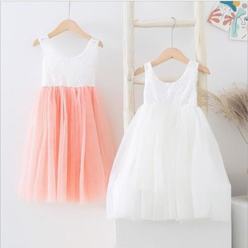 Girl lace tulle dresses 2021 new kids party dress 6pcs/lot