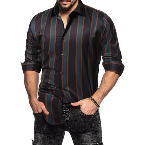 Camisas de hombre a rayas de alta calidad 2020, camisa de manga larga para hombre Casual de negocios a la moda, camisa elegante