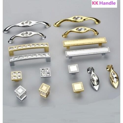 2Pcs/Lot K9 Crystal Zinc Kitchen Handle Handles Pull Pulls Knob Knobs Cupboard Cabinet Closet Furniture