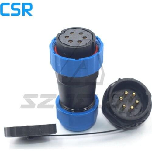 SD28TP-ZM, IP68 Waterproof Soldering Connector Plug Socket 6pin, 25A Cable Electronic Wire Board Pastic/ 28mmPanel Mount