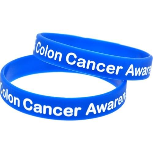 1PC Colon Cancer Awareness Silicone Wristband with Ribbon Adult Size