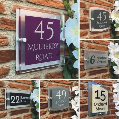Modern House Sign Personalised for your Door & House Acrylic Number plaque