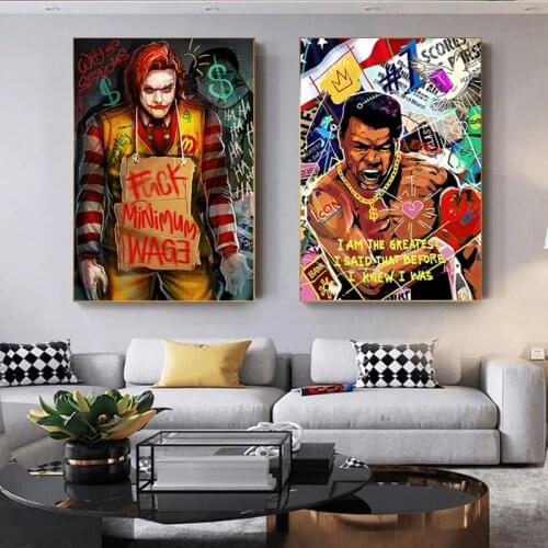 Modern Pop Street Graffiti Art Mona Lisa Boss Canvas Painting Wall Art Posters Prints Wall Pictures for Living Room Home Cuadros