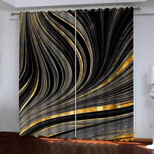 Modern Home Decoration Living Room Curtains 3d gold lines curtains soundproof windproof curtains