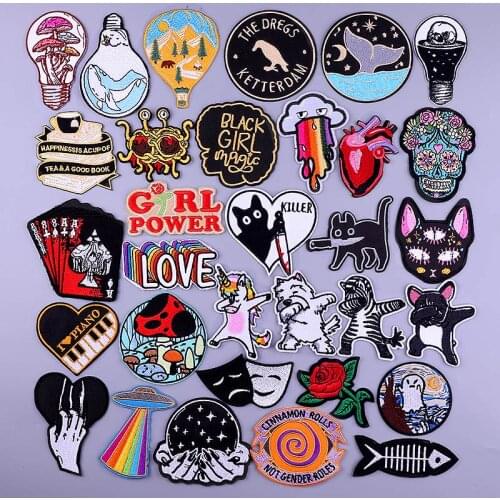 Unicorn Dog Patch Iron On Patches For Clothing Thermoadhesive Patches DIY Hippie Clothes Stickers Applique Fusible Patch Badge