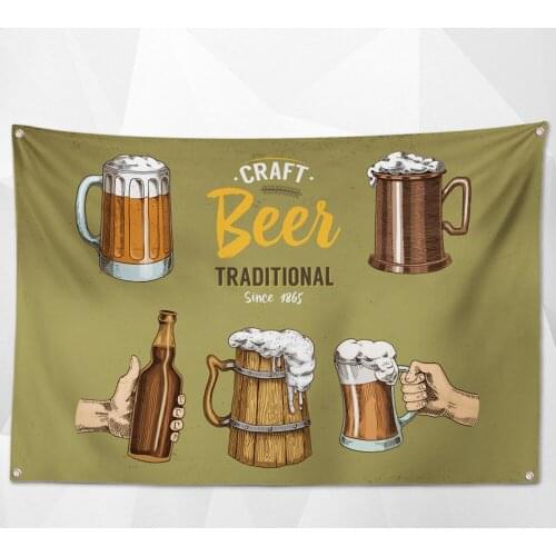 TRADITIONAL CRAFT BEER Vintage Beer Day Flag Wall Chart Deluxe Indoor Outdoor Banner Retro Oktoberfest Decor Tapestry Painting