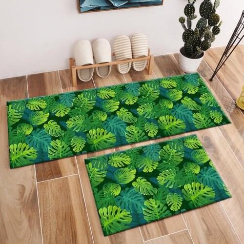 Green Monstera Leaves Crystal Velvet Area Rug And Carpet For Baby Home Living Room Cushion Bedroom kitchen Door Floor Bath Mats