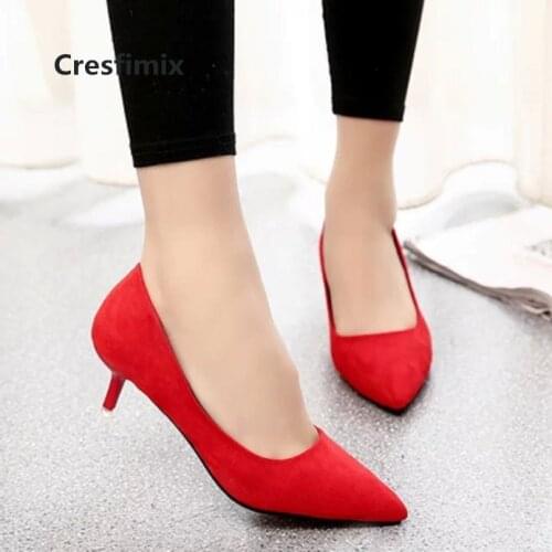 Cresfimix szpilki damskie women fashion sweet spring slip on red office high heel shoes lady classic cute high heels c629f