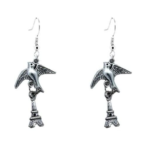 Handmade Women Fashion Dangle Earrings Ear Hook Jewelry Swallow Towel Toothbrush Toothpaste DIY Crafts Silver Color