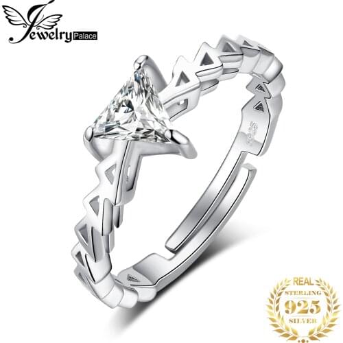 JewelryPalace Triangle Cubic Zirconia Open Adjustable Ring 925 Sterling Silver Ring for Women Jewelry Making Fashion Jewelry
