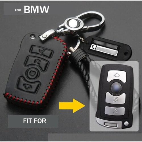 1 Pcs Luxury Handmade Leather Car Key Fob Case Cover Skin Shell For BMW 7 Series E65 E66 E67 E68 02-11 Stying Part Accessories