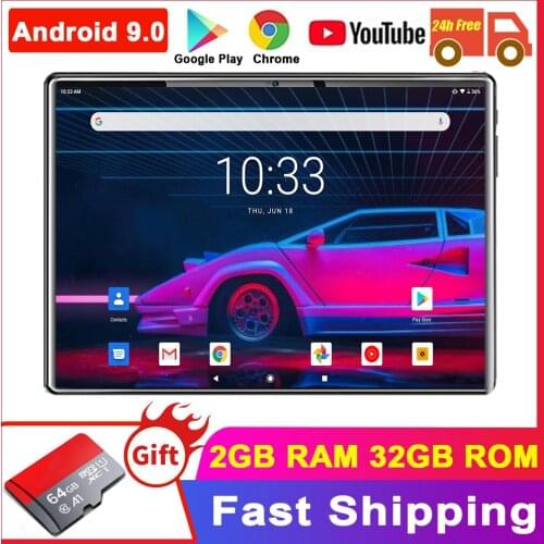 Free Shipping Super Glass 10 inch 3G Android 9.0 Quad Core 2.5D Tempered Glass Wifi 1280*800 IPS Dual SIM Card GPS IPS Tablets