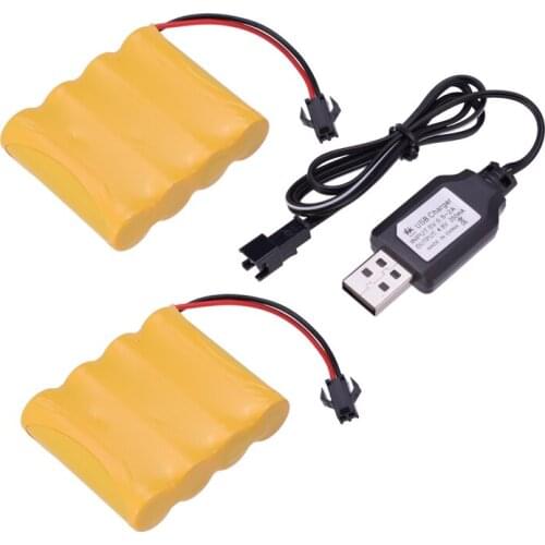 2pcs 4.8V 700mAh Ni-Cd AA Battery Pack Rechargeable For Remote Control Electric Car Toys SM-2P Plug Nicd 4.8V Volt Battery