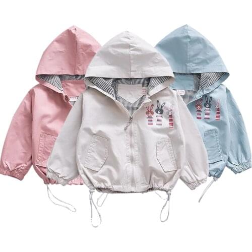 Girls Jackets 2018 Fashion Kids Jacket Spring Autumn Hooded Long Sleeve Zipper Cartoon Toddler Girl Outerwear Jacket For Kids