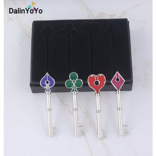 4Pc Residents Evils Remake RPD Precinct Key Set Raccoon City Police Station Spade Club Heart Keychain Men Holder Fans Collection