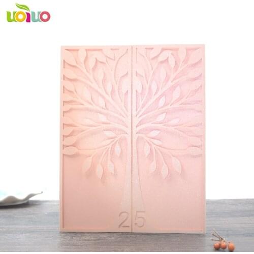 50pc Laser Cut Wedding Invitations Elegant incarnadine tree Wedding Invitations incarnadine free logo