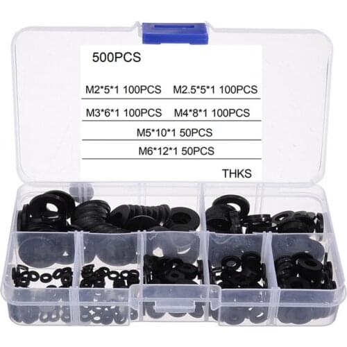 500 Pcs Flat Washers Insulation Lightweight Nylon Gasket Assortment Set for Industry