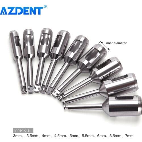 1 set/9pcs Dental Implant Bone Terphine Bur Tissue Punch Planting Tools Dentist Stainless Steel Surgical Instrument