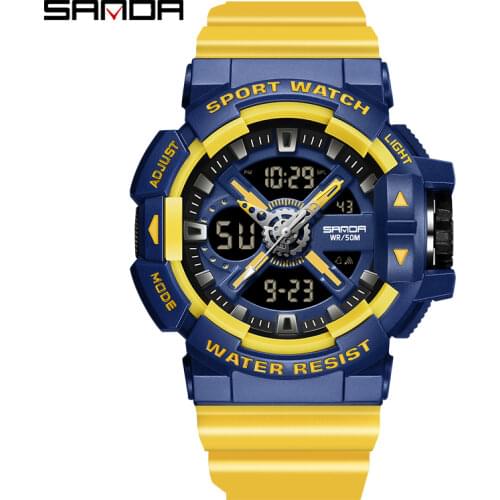 SANDA Luxury Men Digital LED Watch Sport Men Outdoor G style Electronic Watches Waterproof Watch Clock Male Erkek Kol Saati 2021