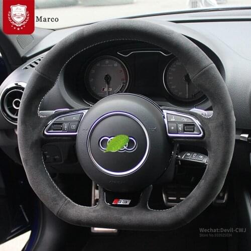 Real Alcantara suede steering wheel cover for Audi S3 S5 S7 A5 A5 A7 S6 Audi TT R8 Q3 Q5 Q6 Q7 Hand grip Car goods accessories