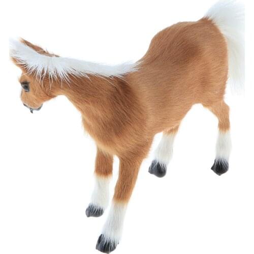 Simulation Faux Fur Horse/ Cat Model Kids Educational Toy Handicraft Collection Home Ornament