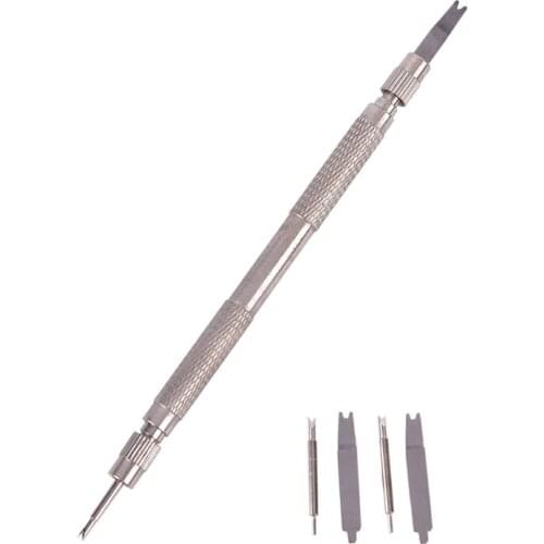 1Set Watch Repair Spring Bar Tool Steel Link Remover Pin Pusher with Spare Tips