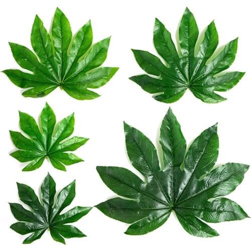 Artificial Octagonal Gold Plate Leaf Single Fake Leaf Green Leaf Fruit Shop Cushion Basket Decoration