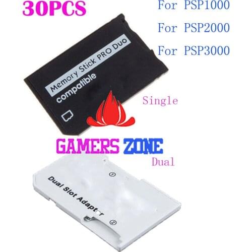 30PCS SD HC to Memory Stick MS Pro Duo Card Dual 2 Slot Adapter for Sony PSP 1000 2000 3000