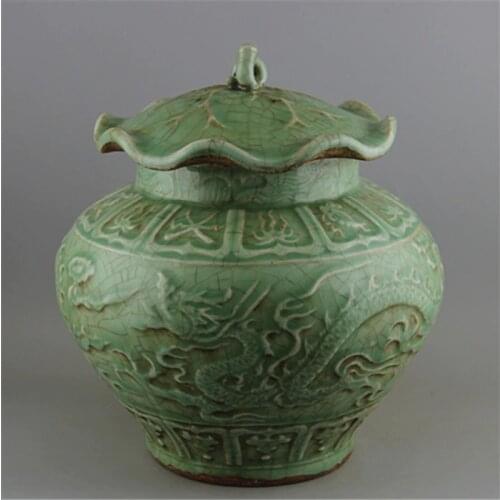 Rare SongDynasty porcelain jar,Longquan kiln big jar,Dragon,Collection&Adornment,Free shipping