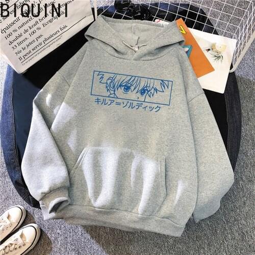 Killua Hoddies for Teens Harajuku Warm Unisex Pullover Streetwear Women/men Anime Hunter x Hunter Oversized Sweatshirt Pink Tops